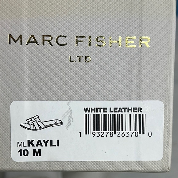 Kayli White Leather Woven Slide Sandals by Marc Fisher LTD - Picture 9 of 10